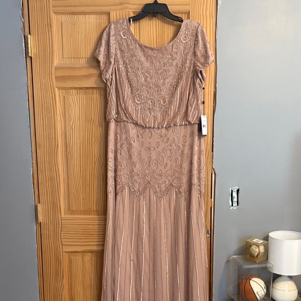 Adrianna Papell Mauve Embroidered Maxi Dress